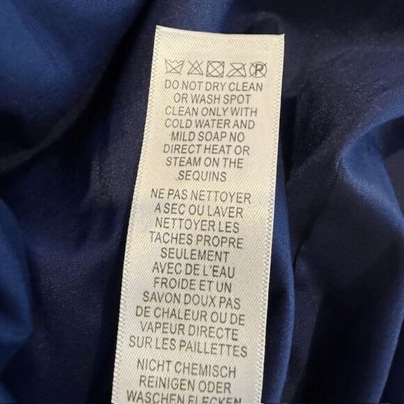 Aidan Mattox Blouson Mini Dress with Sequin Skirt Navy Blue Stretch Size 10 - Picture 11 of 15